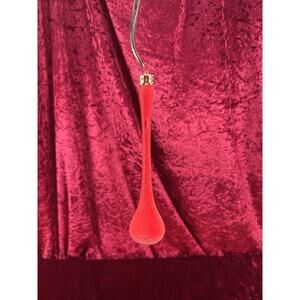 Vintage Christmas - Handblown Glass Ornament - Frosted Red Icicle Teardrop 6.25"